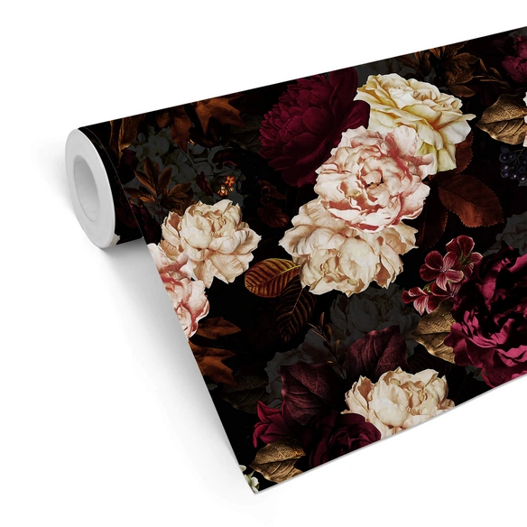 Vliestapete »Vintage Vliestapete«, Rosen Blumen Rosen Floral, mehrfarbig, matt