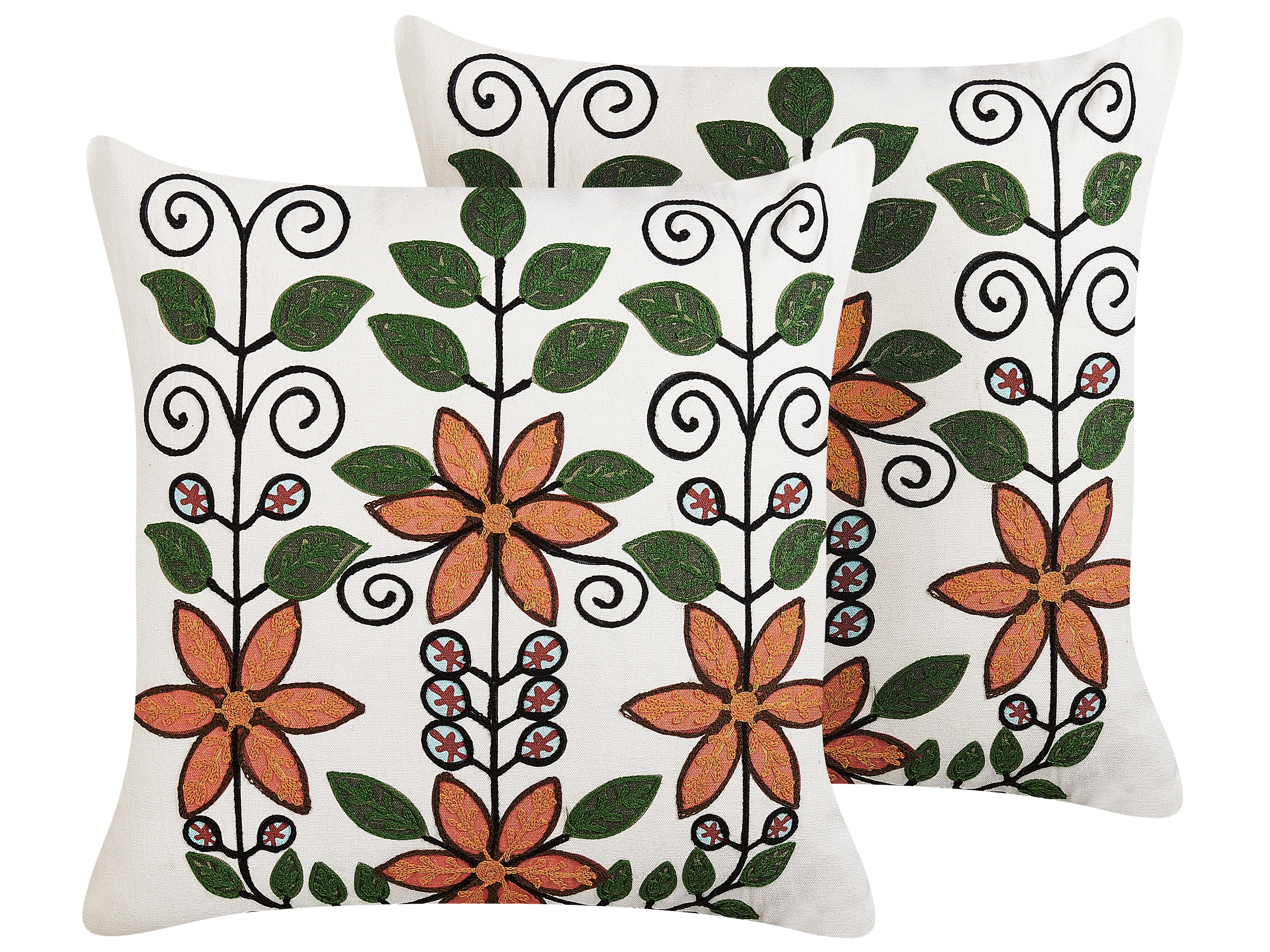Throw Cushion VELLORE Cotton 50 x 50 cm Multicolour Floral Pattern