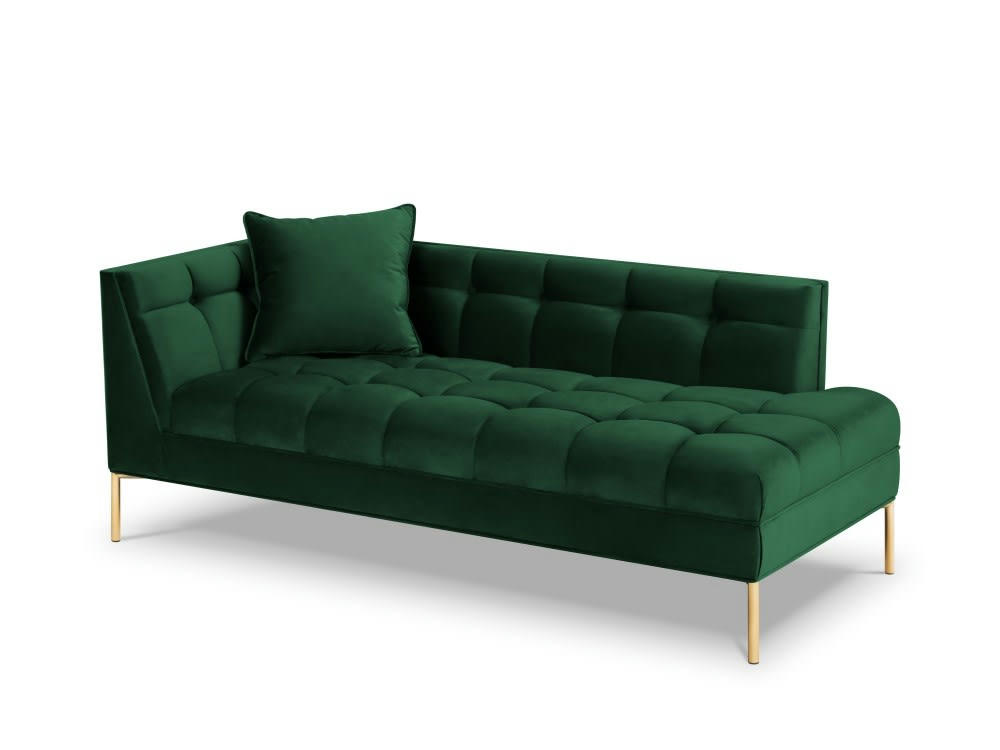 KAROO - Méridienne droite velours vert bouteille