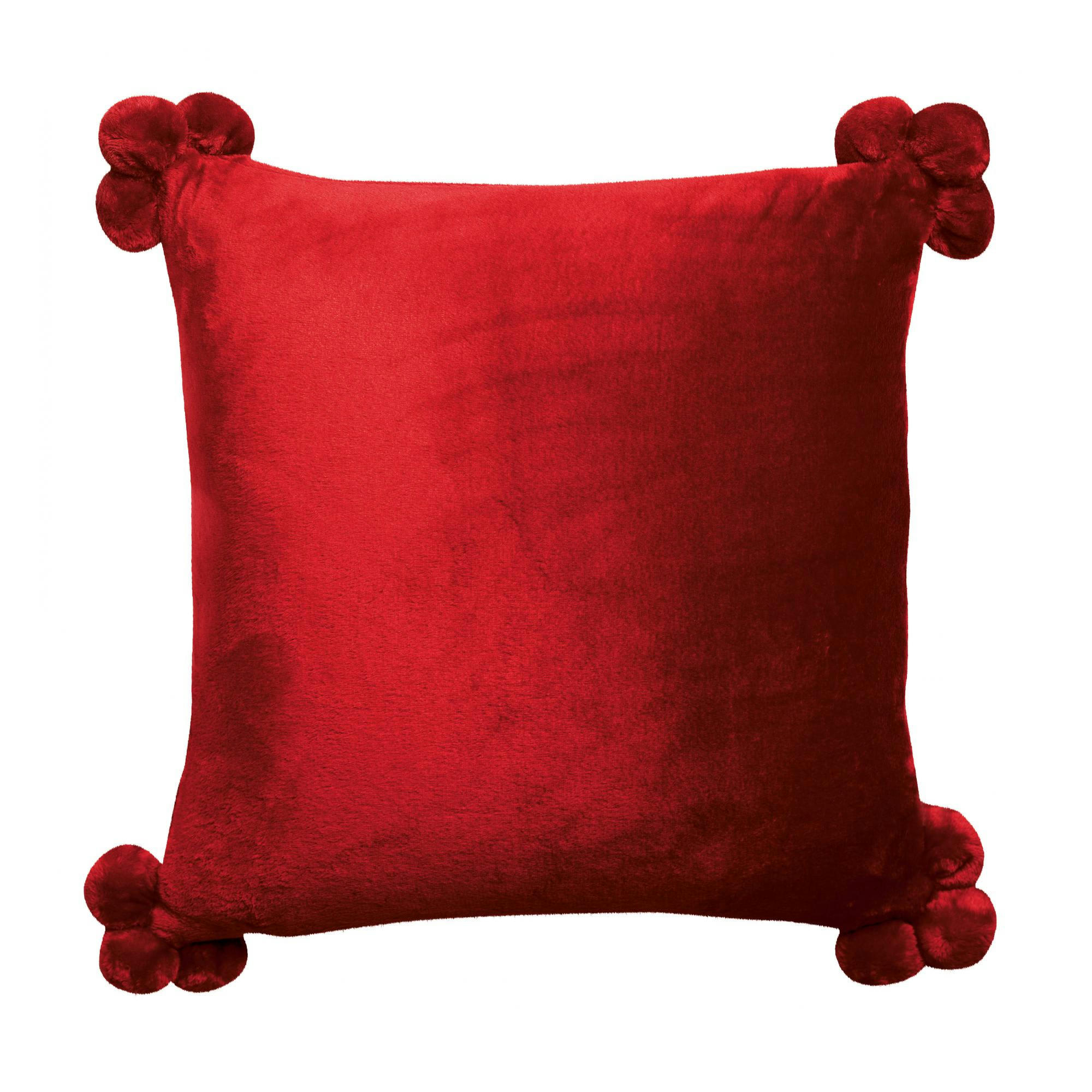 TENDER POMPONS - Coussin Tender pompons en polyester rubis 45 x 45