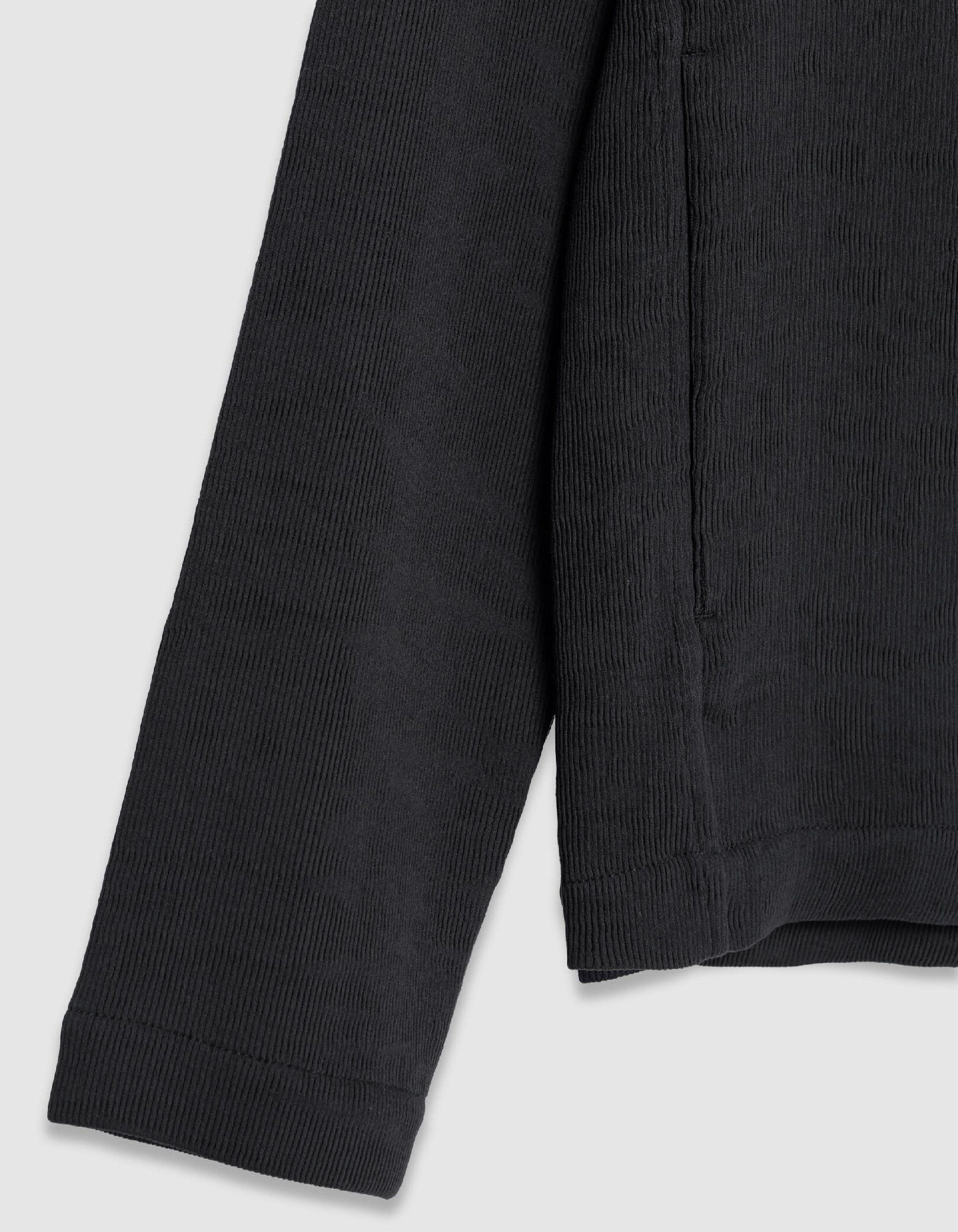 Cardigan zippé noir tissu plissé Homme