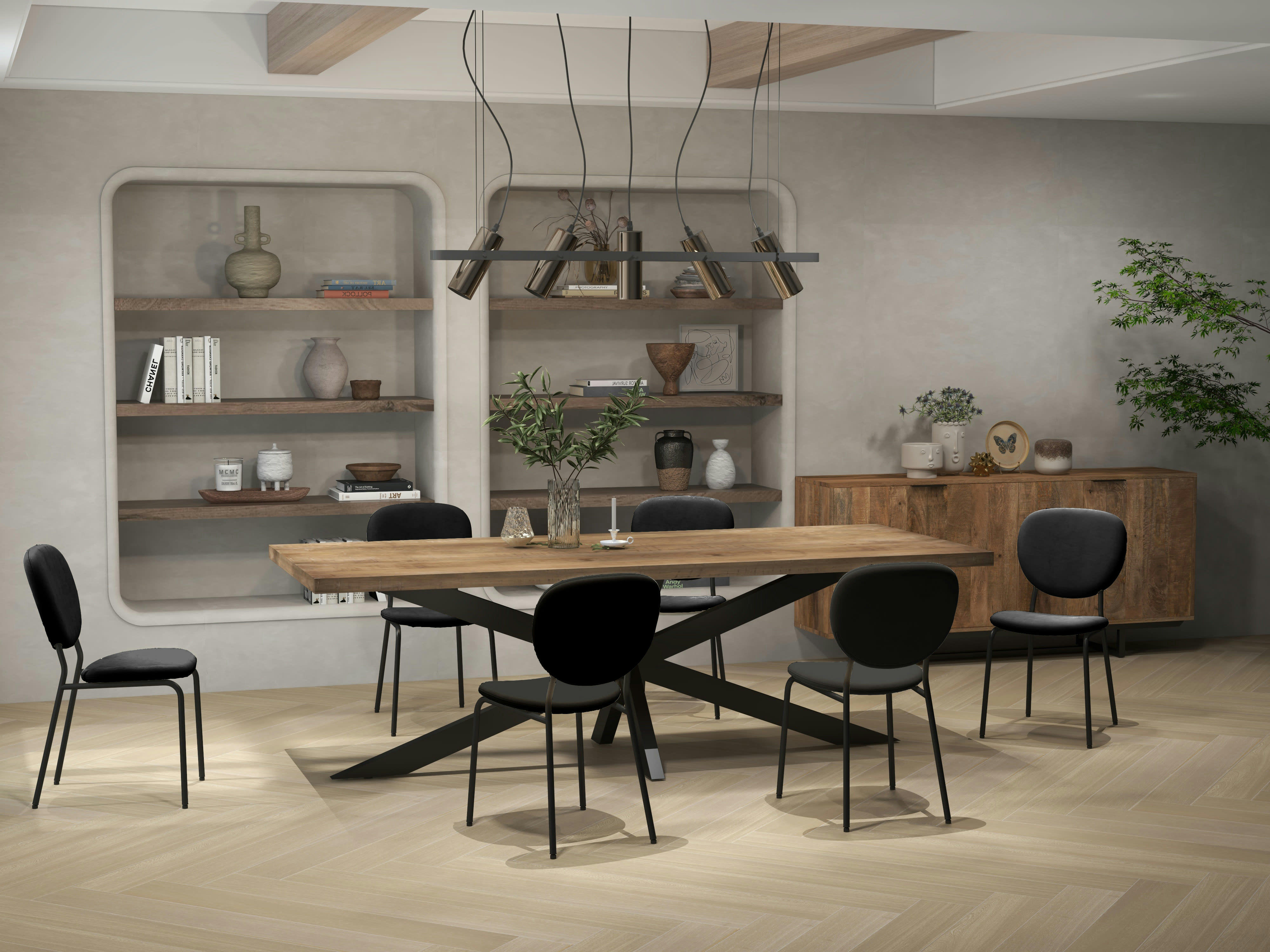 ANAIS - Chaise en Velours et métal noir (x2)