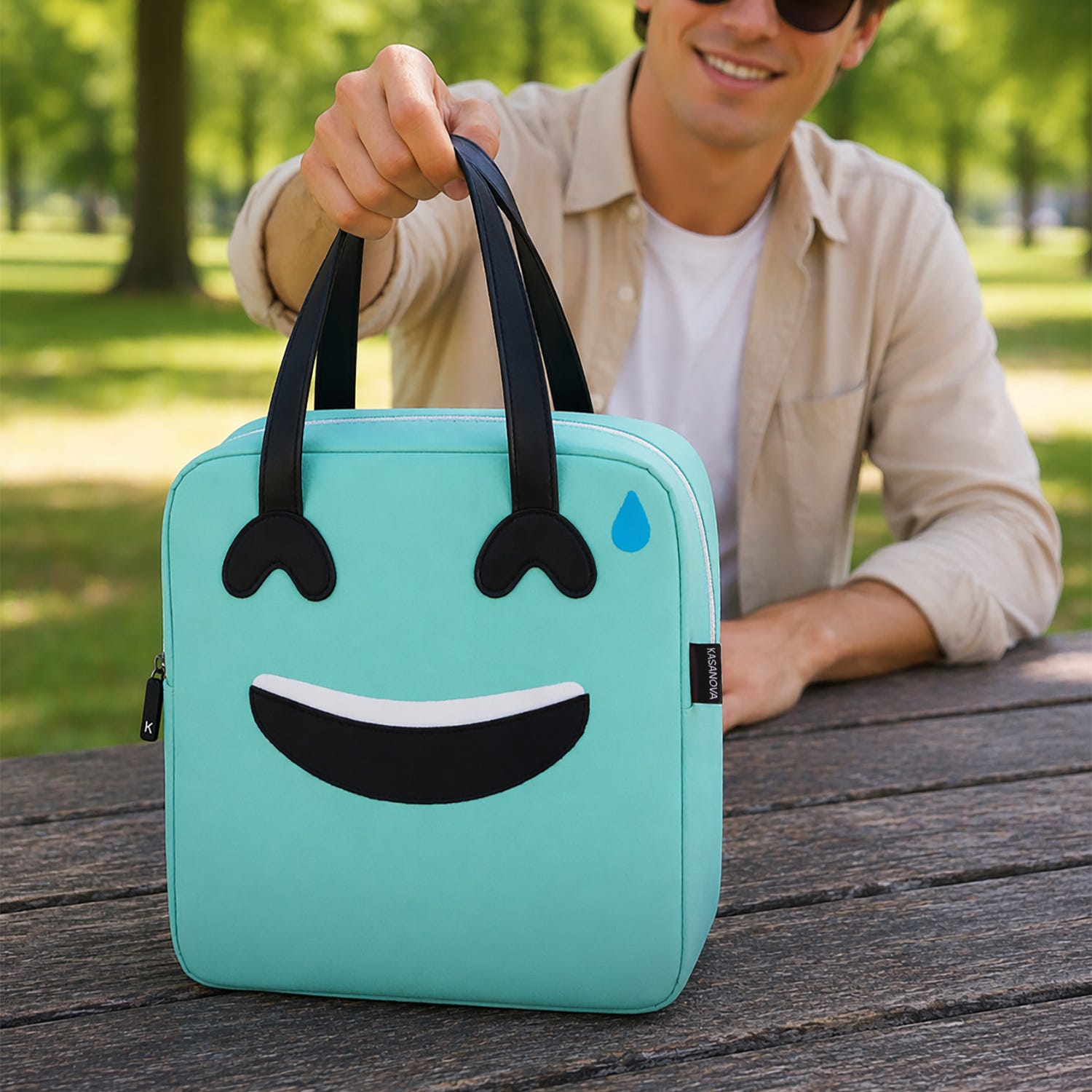 Borsa termica impermeabile 8,5 L azzurro sorriso con manici