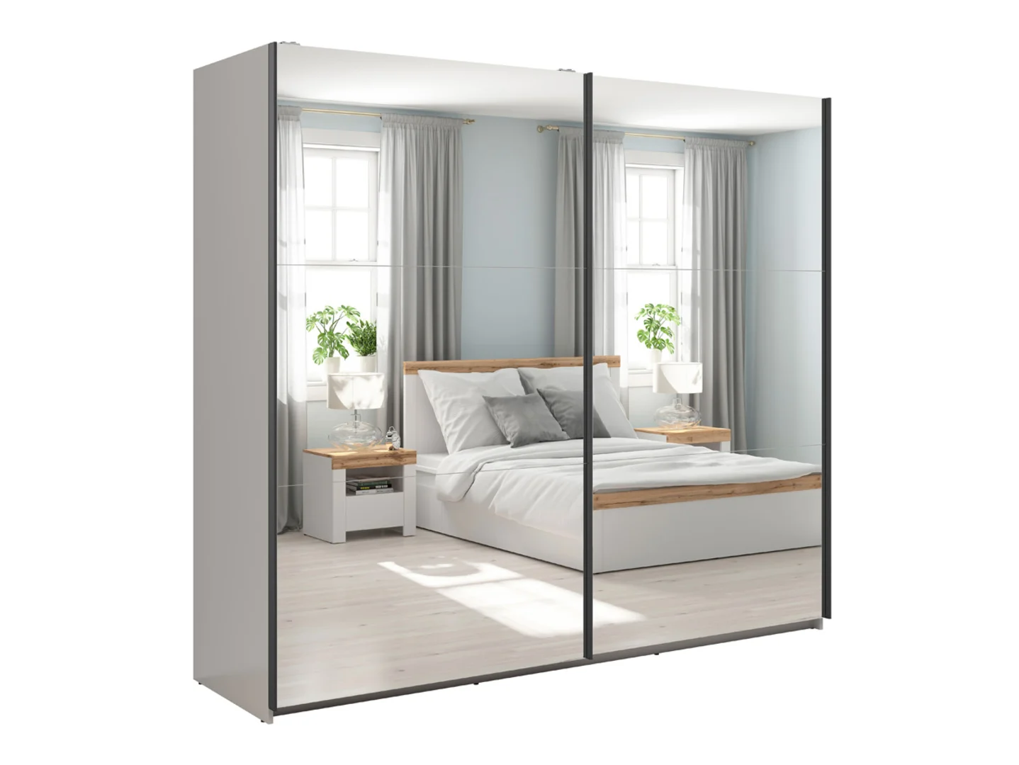 Szafa przesuwna Tetrix 220 cm z lustrem kaszmir