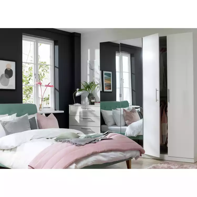 Habitat Munich 4 Door 2 Mirror Wardrobe - White