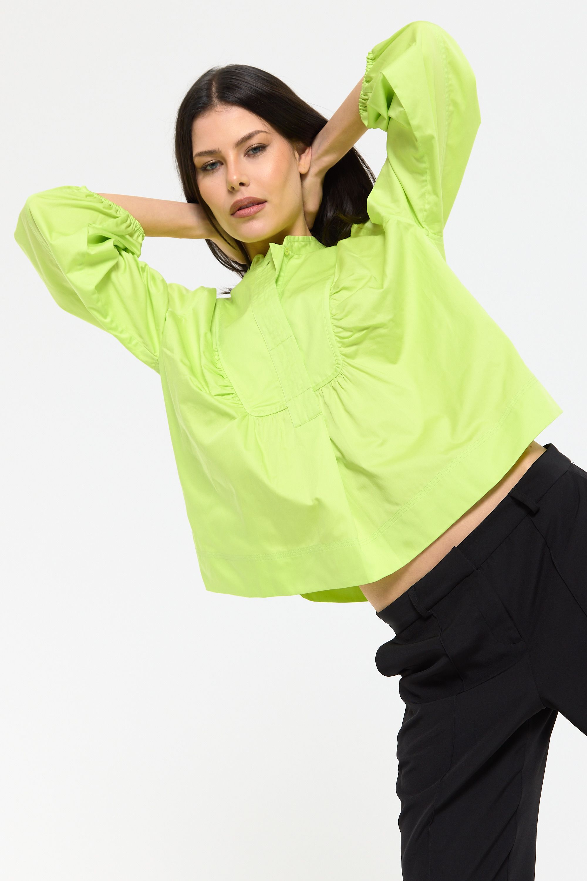 House of Holland Lime Pop Frill Detail Blouse