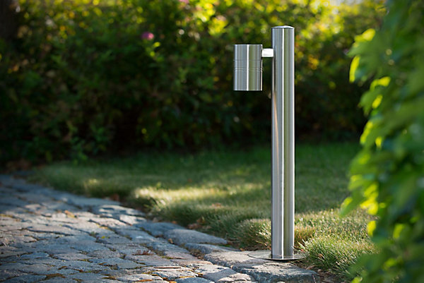 Borne extérieur ARNE-LED en acier avec 1xGU10 - Chrome Dépoli - Lucide