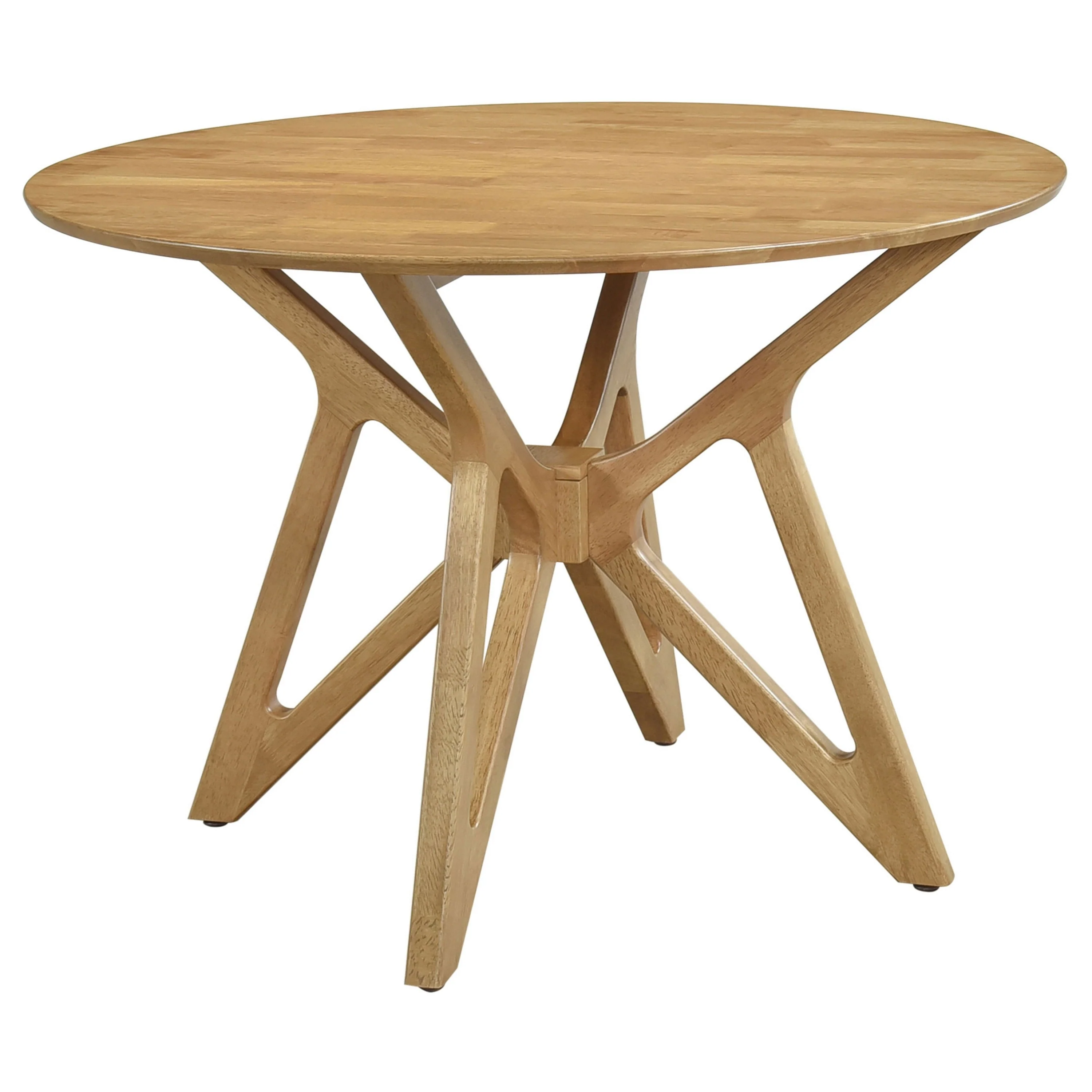 Evans Dining Table, Round Top, Angled Base, Walnut Brown Hardwood, 42 Inch