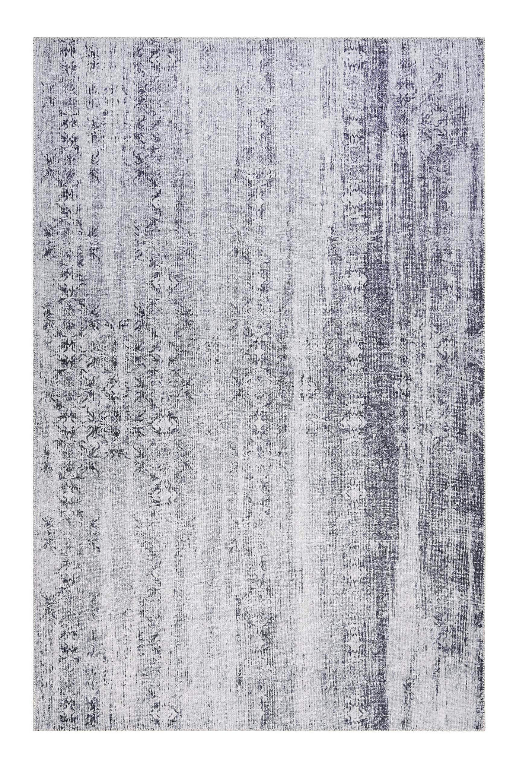 ALASKA - Tapis plat motif vintage gris pour une déco bohème 170x120