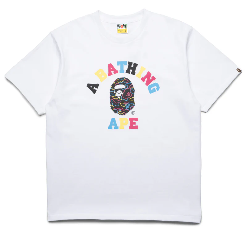 A Bathing Ape Neon Camo College Tee - White
