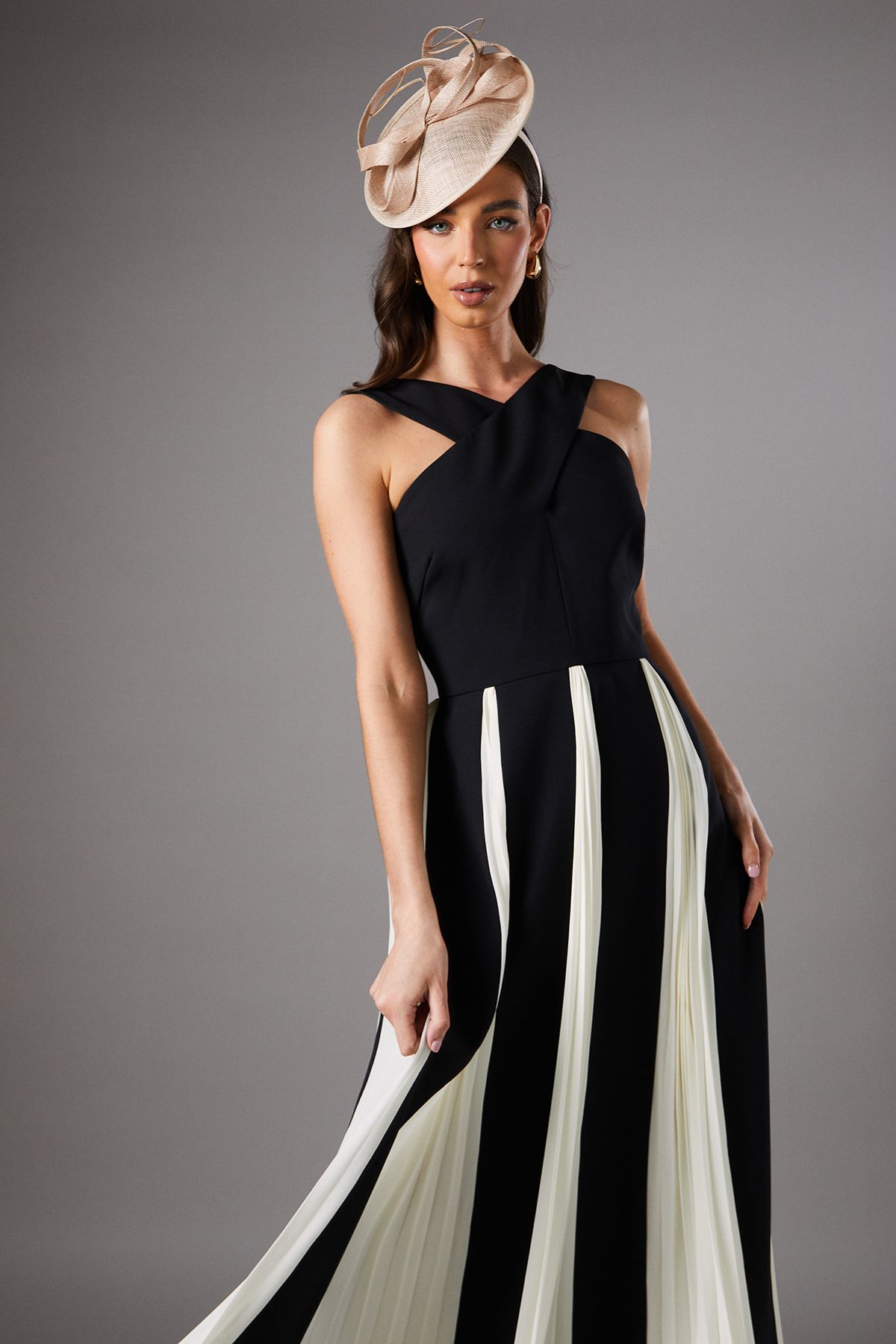 Coast Cross Front Pleat Panelled Maxi Dress