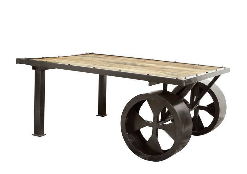 RAILWAY Ława #133 Mango woskowane   metal 80x110 cm