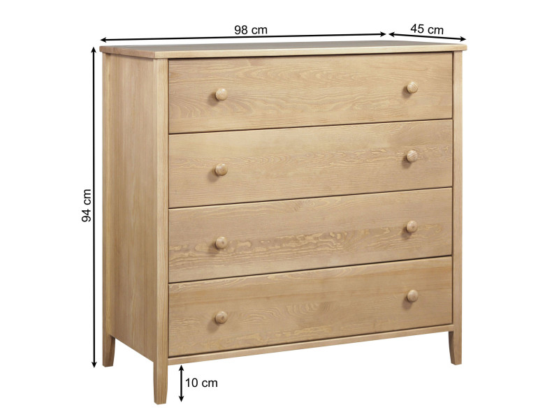 Komoda drewniana COLORADO II, 4 szuflady, kolor orzech