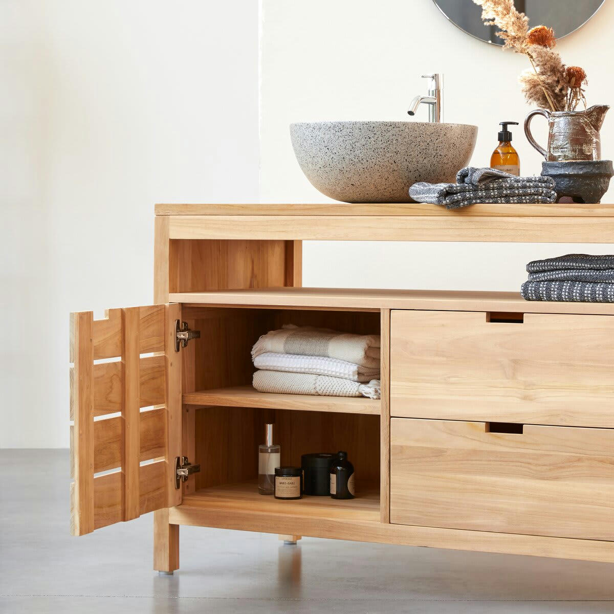 SERENA - Meuble sous vasque en teck massif 165 cm