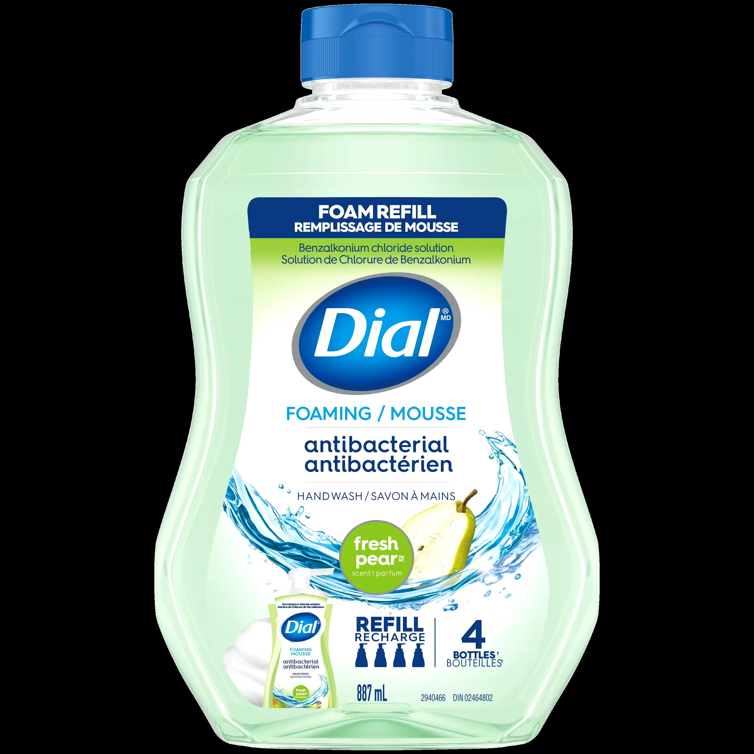 Dial Antibacterial Foaming Hand Soap Refill, Fresh Pear Scent, 887-mL
