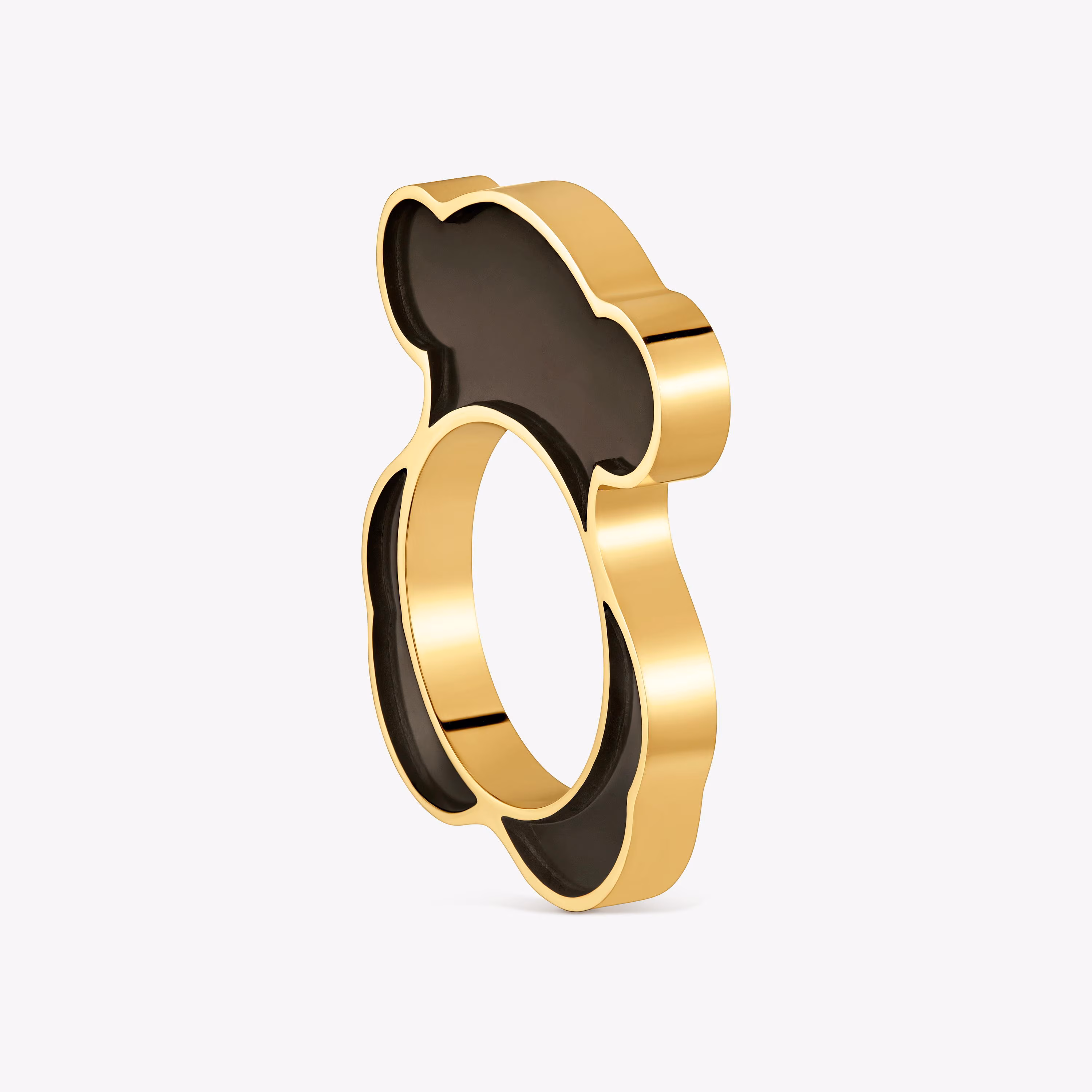 Anillo oso de acero dorado y resina negra Galaxy