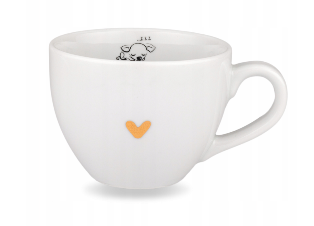 Biały kubek porcelanowy 500 ml - grafika trzech małych piesków