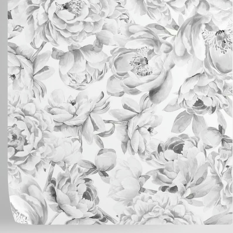 FLOREALI - Papier Peint Pivoines Noir et Blanc 250x200 cm