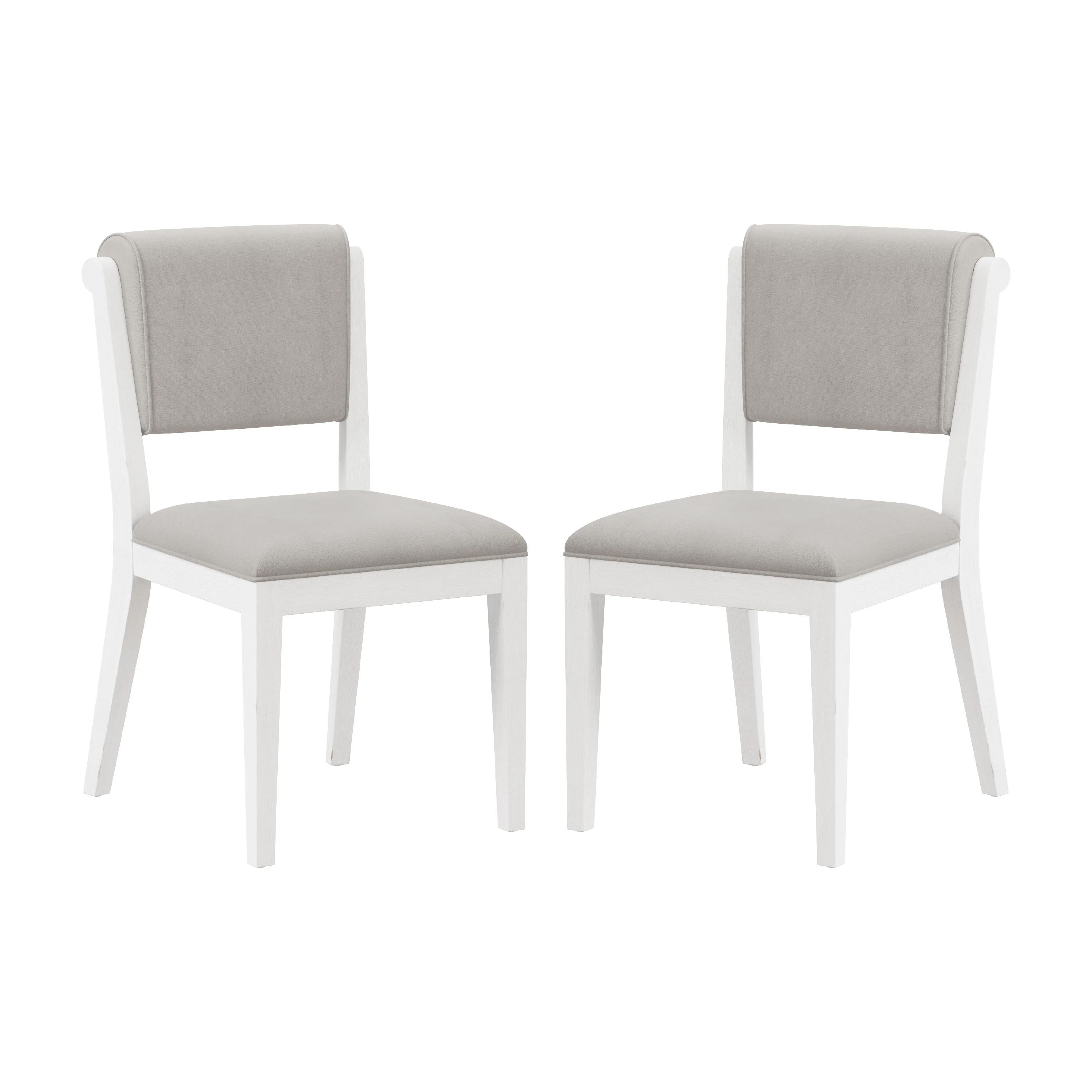 Hillsdale Clarion Wood and Upholstered Dining Chairs, Set of 2, Sea White - 35.75H x 19W x 24D; Seat Height: 19.5H