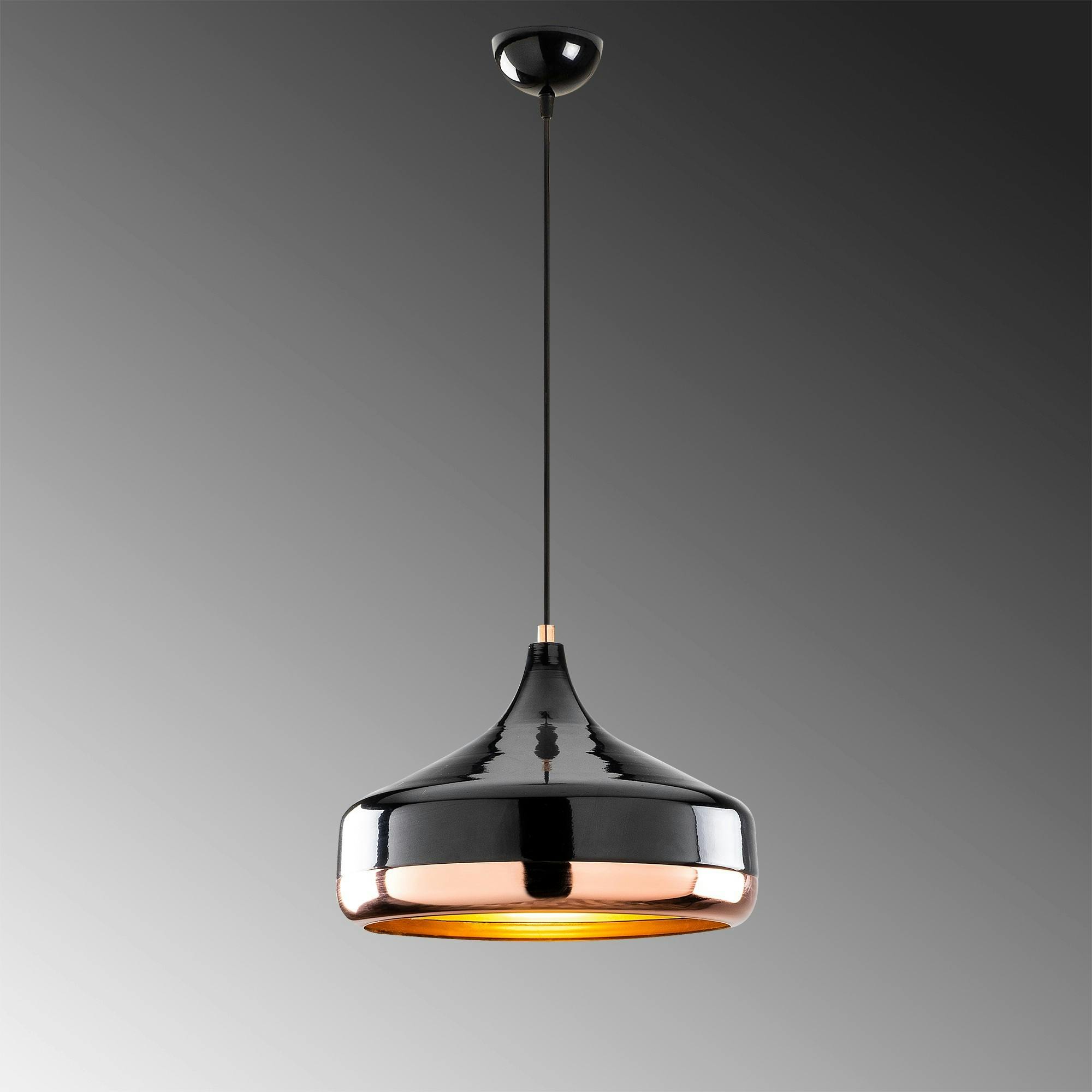 Suspension moderne noire et cuivre forme évasée SILE