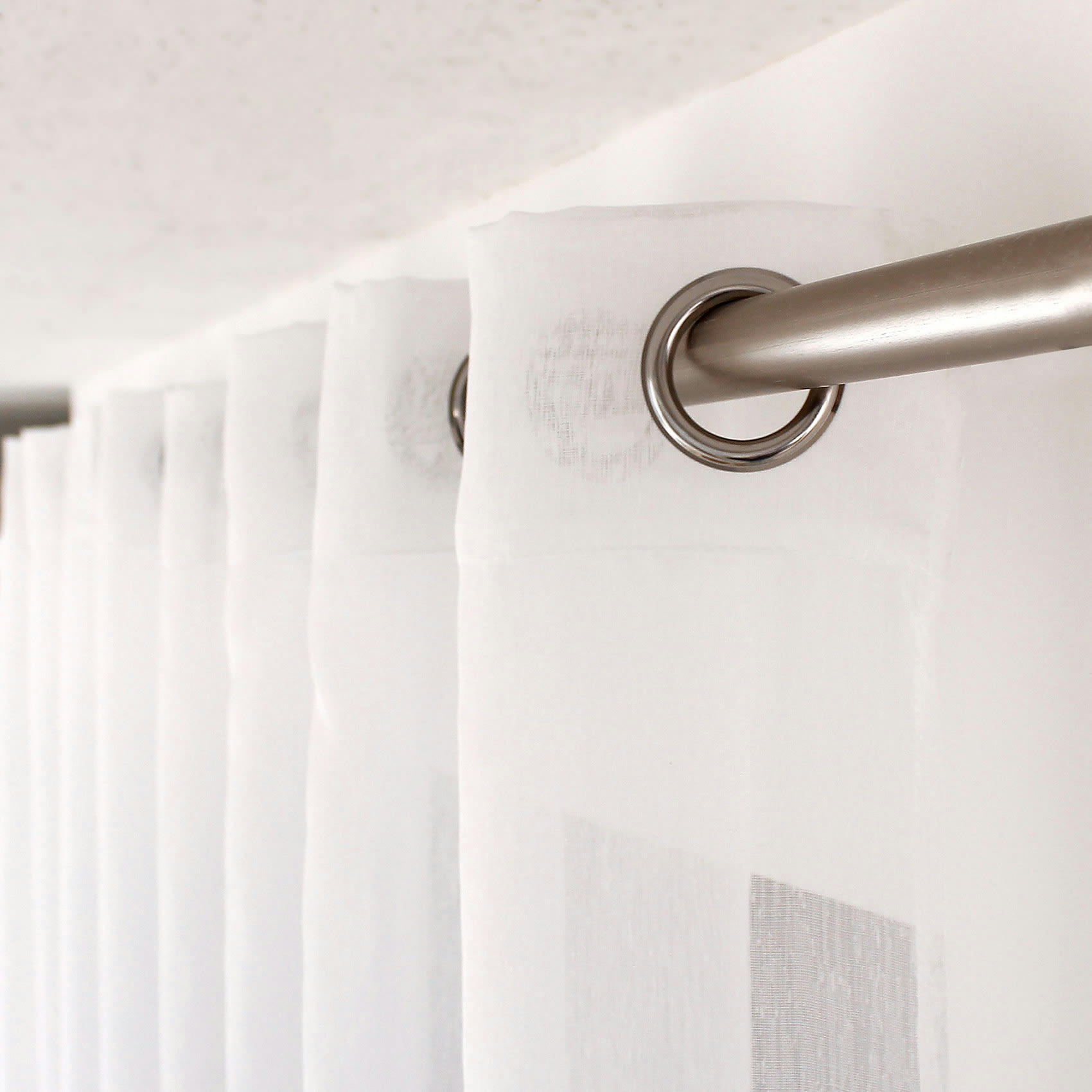 - Voilage uni en polyester sablé blanc 140x240 cm