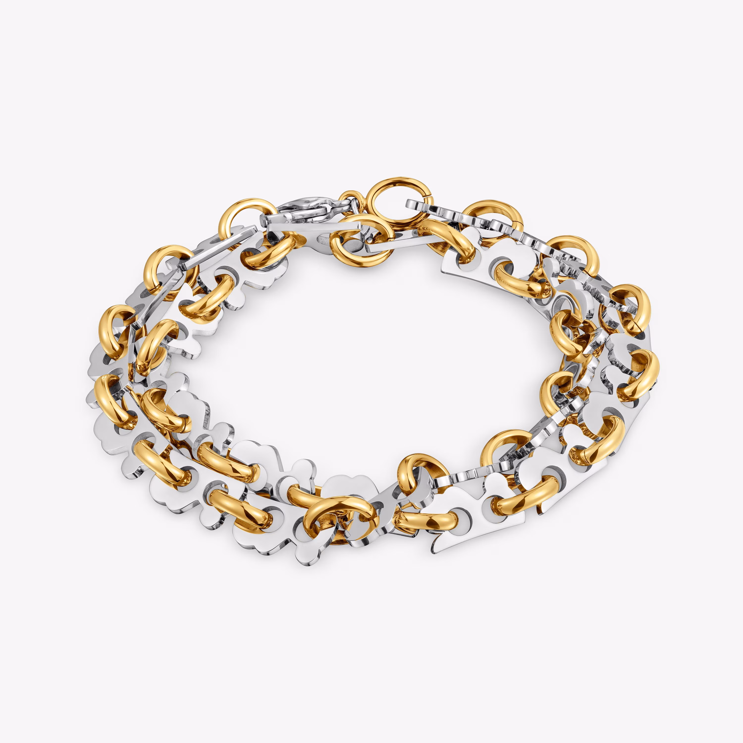Pulsera doble de acero bicolor TOUS Half Bear