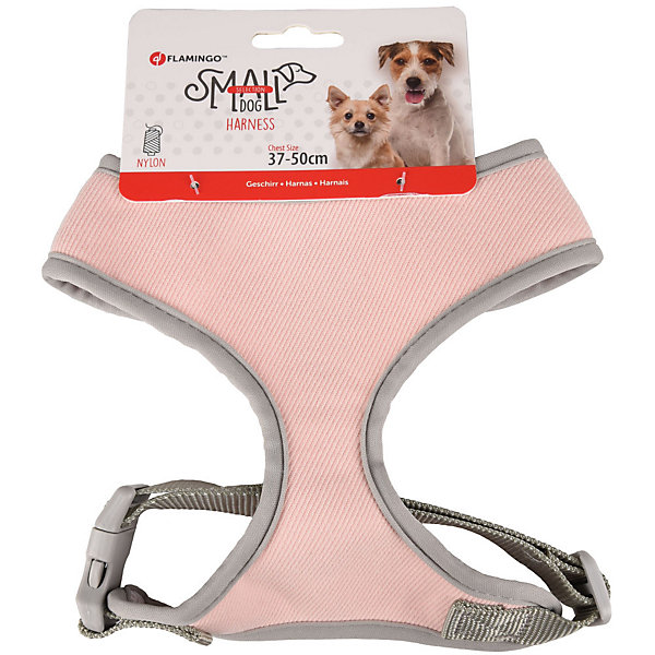 Harnais Small dog rose M cou 35 cm réglable de 37 à 50 cm pour chiens