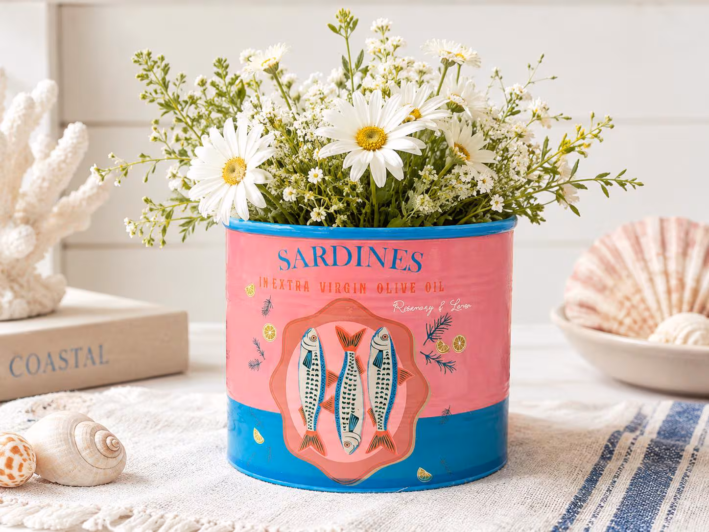 Pink Blue Sardines Can Planter | Pot for Herbs, Plants, Succulents