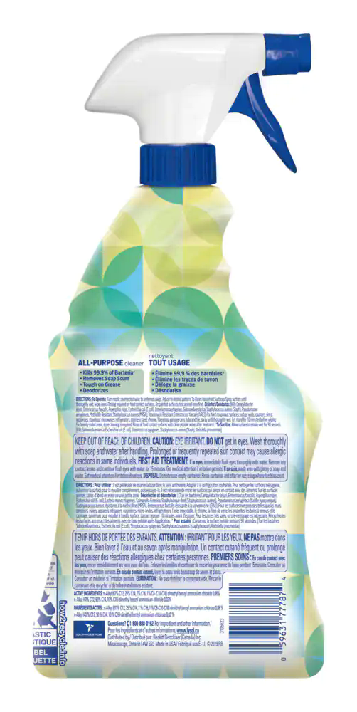 Lysol 4-in-1 Disinfectant All-Purpose Cleaner Spray, Green Apple, 650-mL
