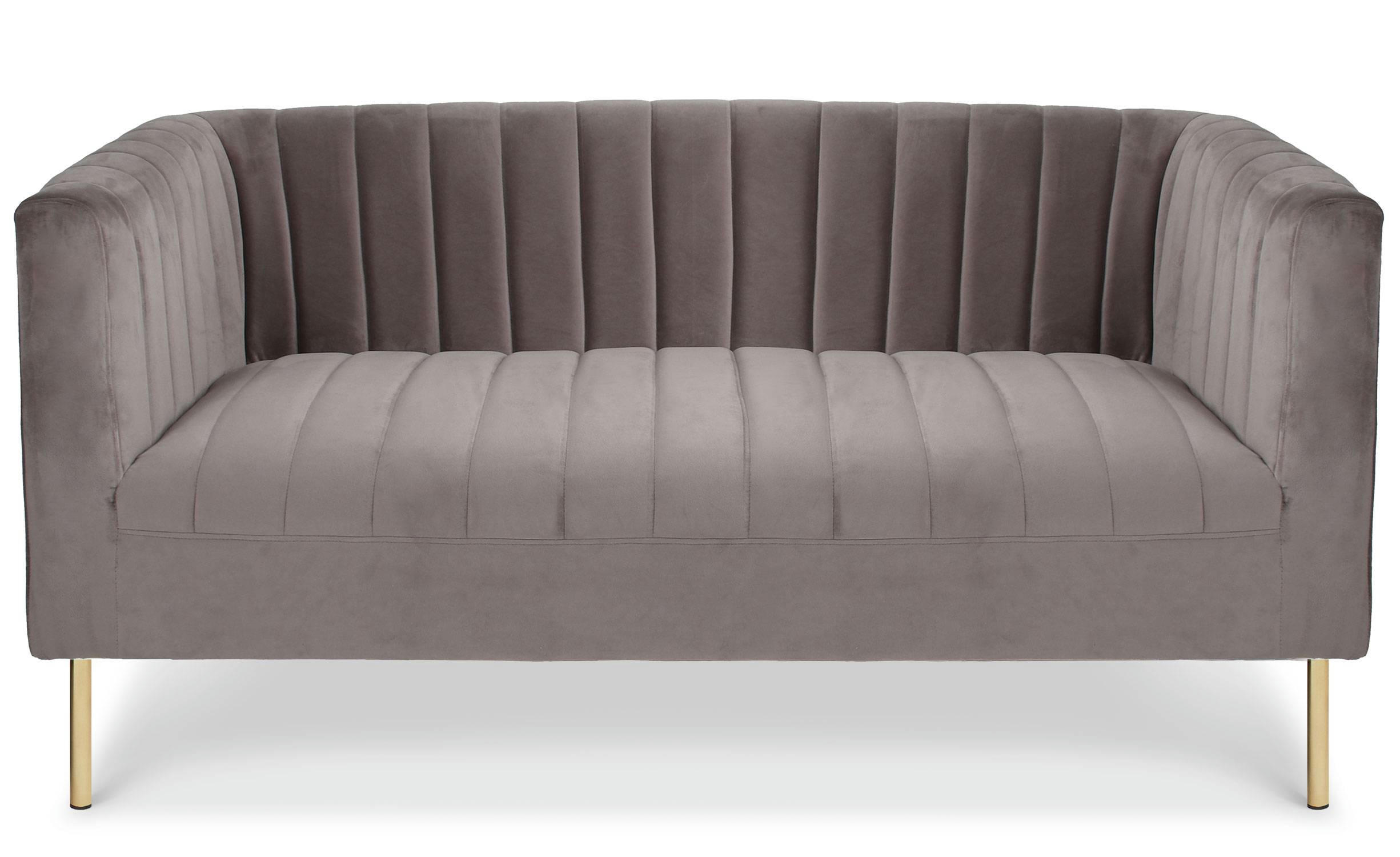 SACRAMENTO - Canapé moderne 2 places à coutures verticales velours gris