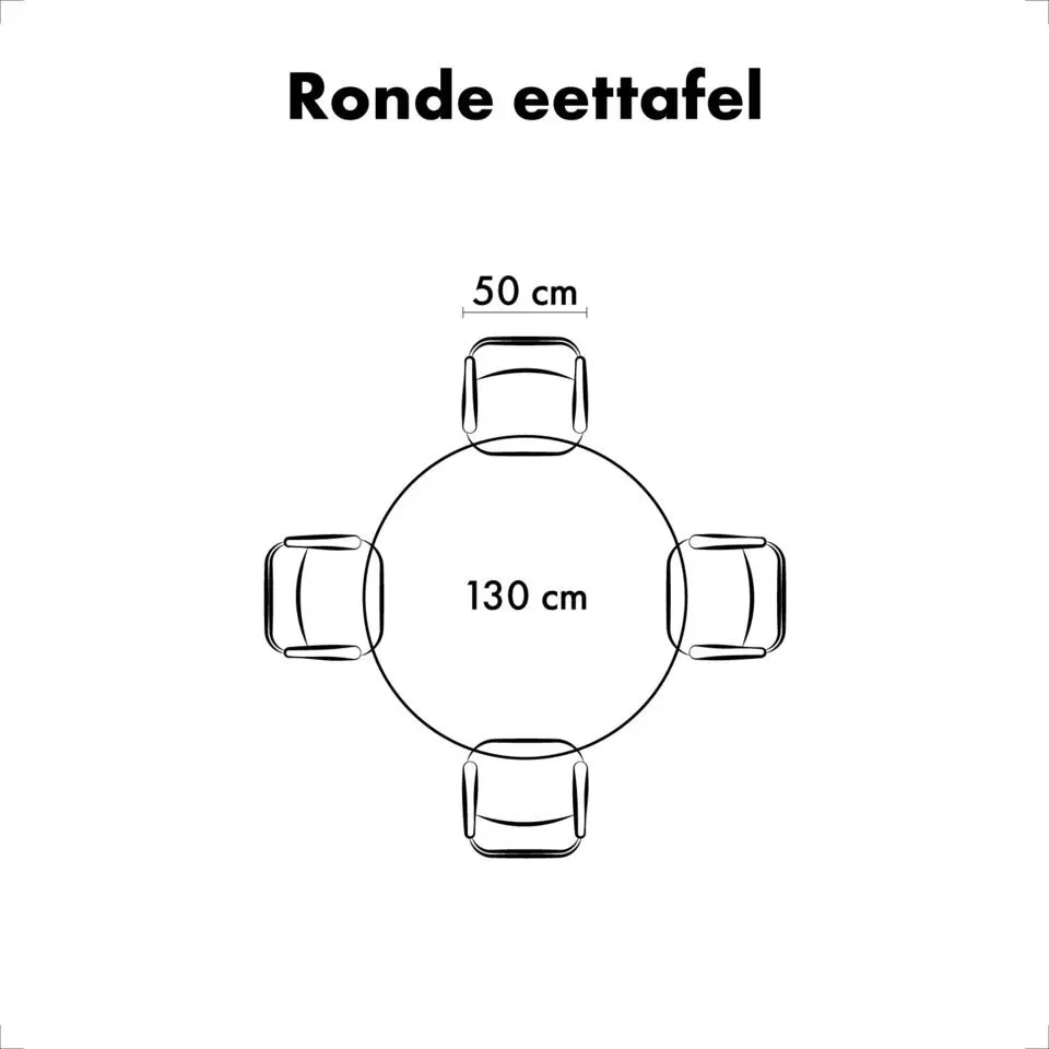 QUVIO Eettafel Sofia �?Rond �?&Oslash;130 �?Kruispoot �?Zwart