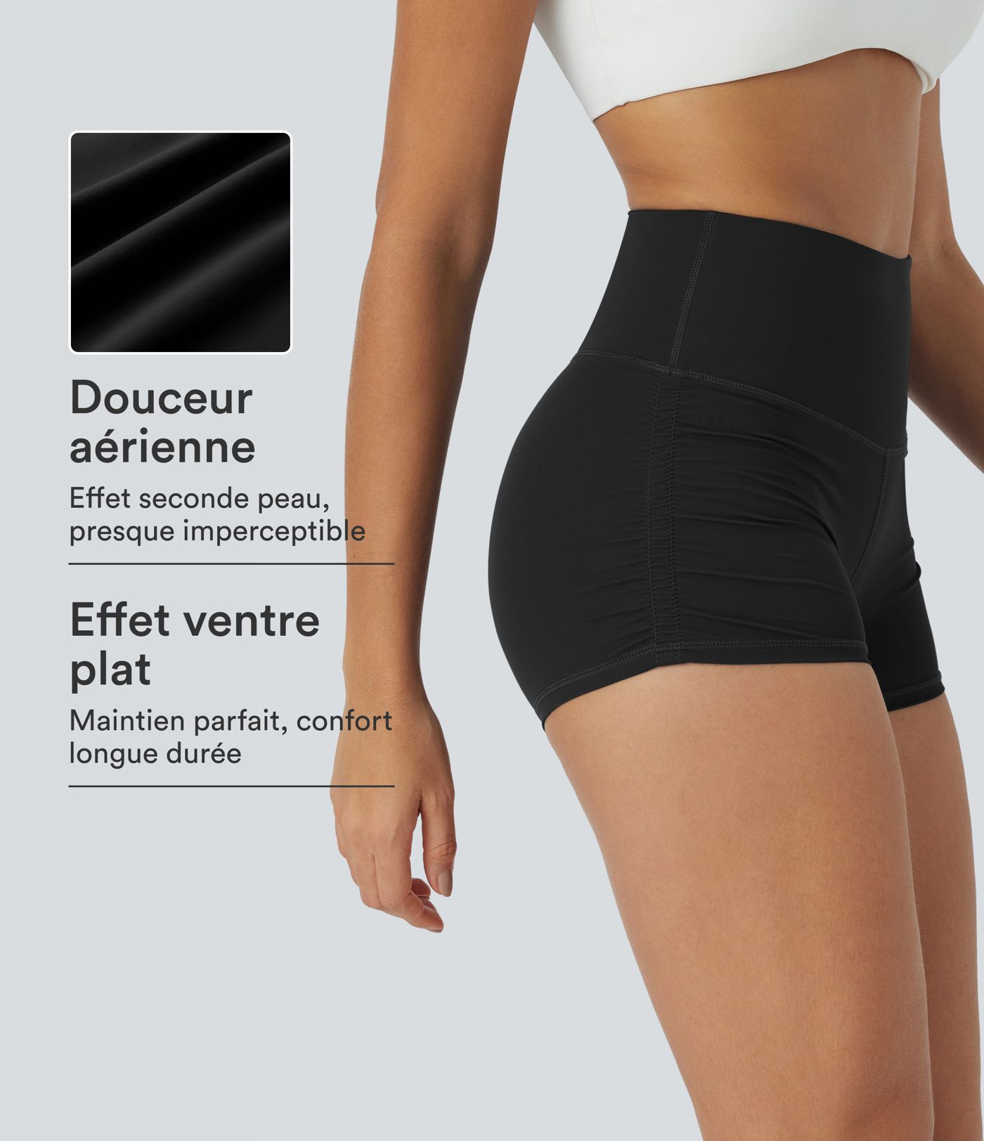Short cycliste 6 cm de course gainant taille haute avec fronces et séchage rapide SoftlyZero™