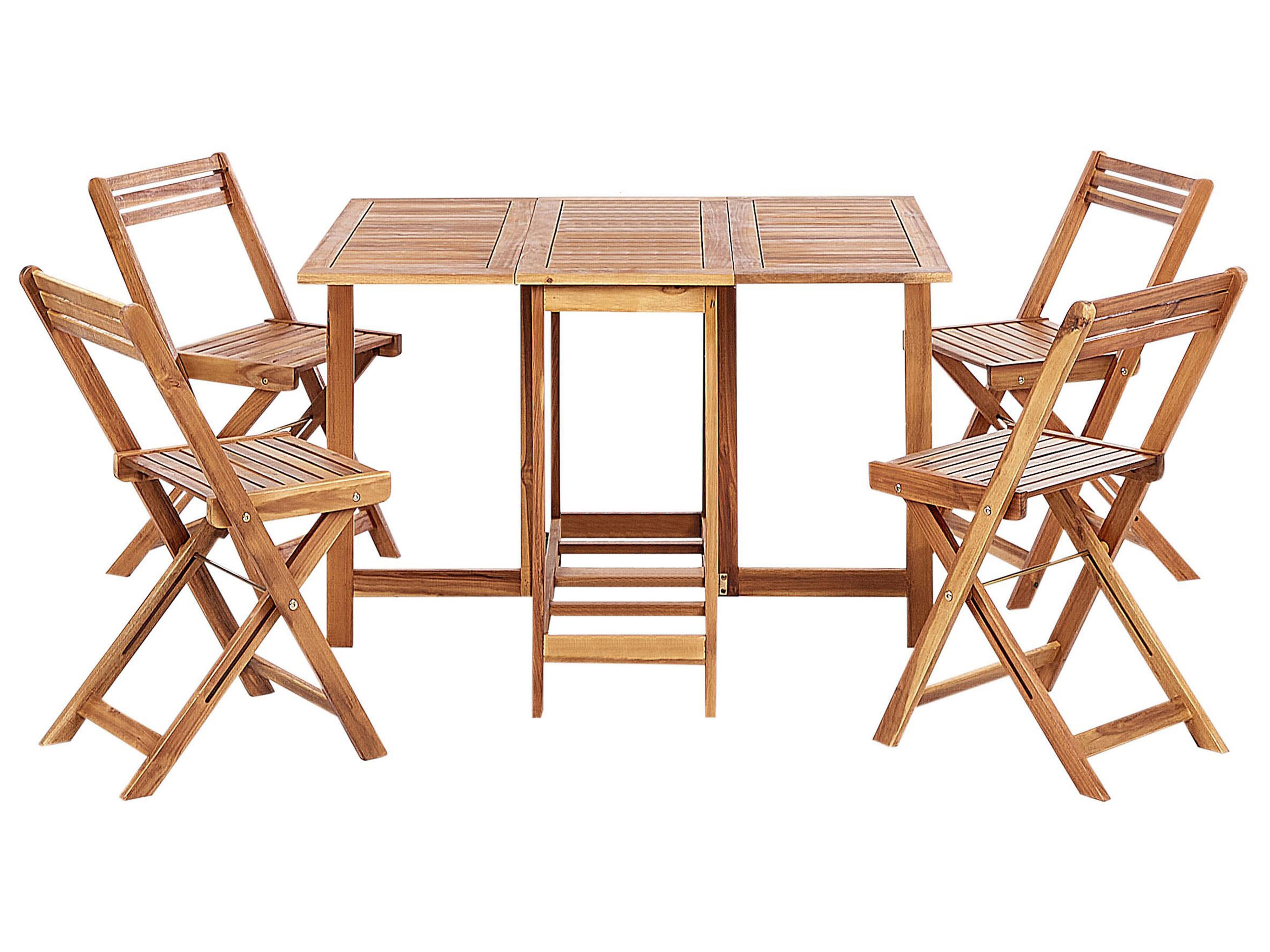 Garden Dining Set 4 Seater FRASSINE with Parasol (12 Options) Acacia Wood Natural