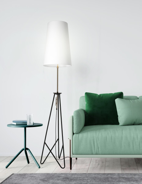 Lampa podłogowa TAFLO czarno złota 1x60w e27 abażur biały
