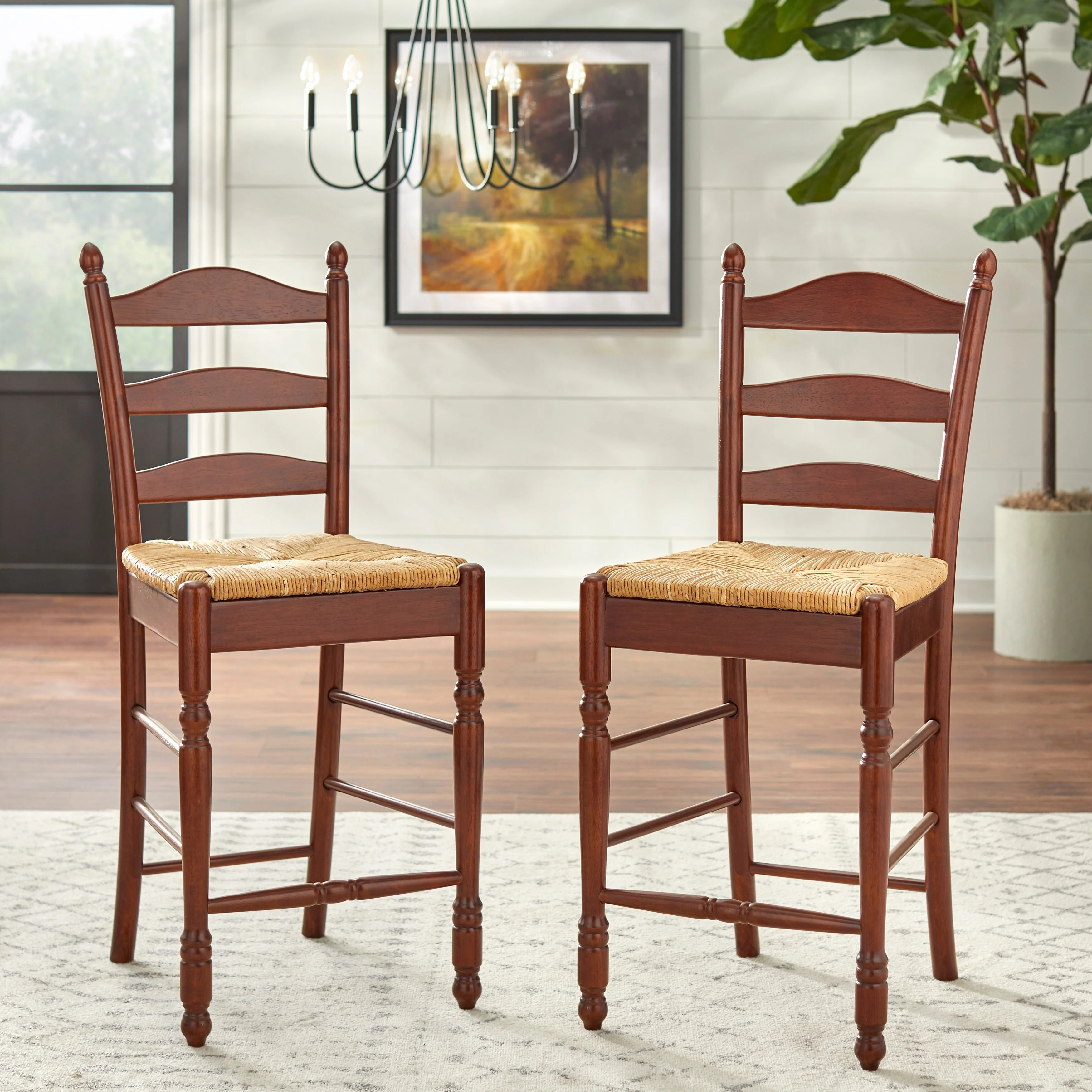 Simple Living Jessie Solid Wood Ladder back 24-inch Stool (Set of 2)