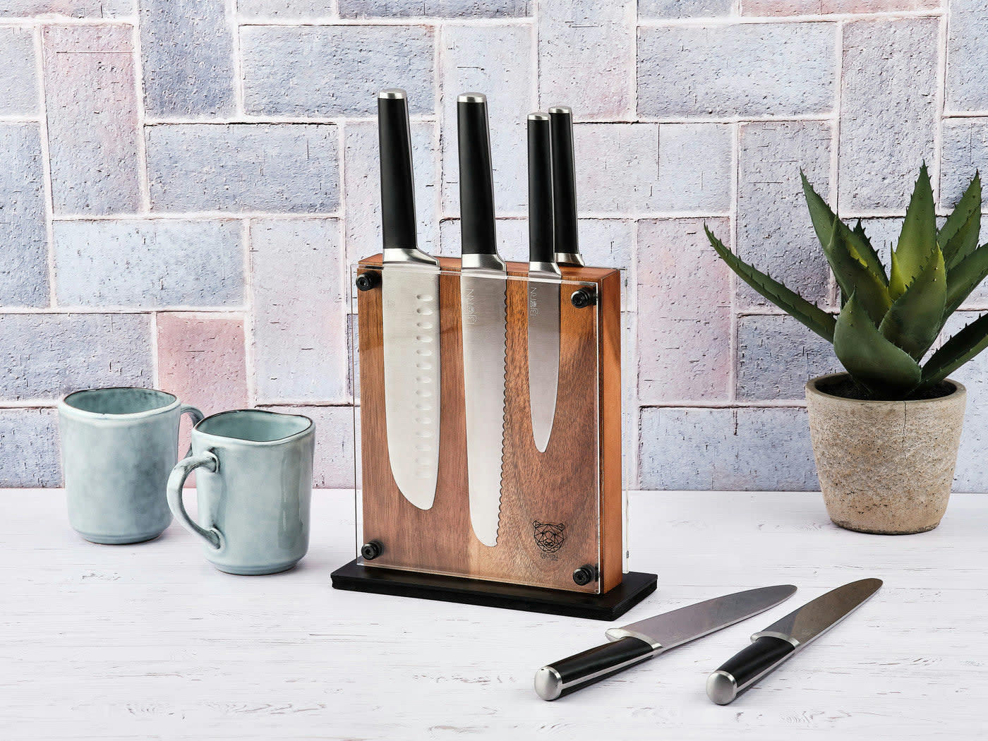 NUDE - Lot de 7 couteaux en inox noir