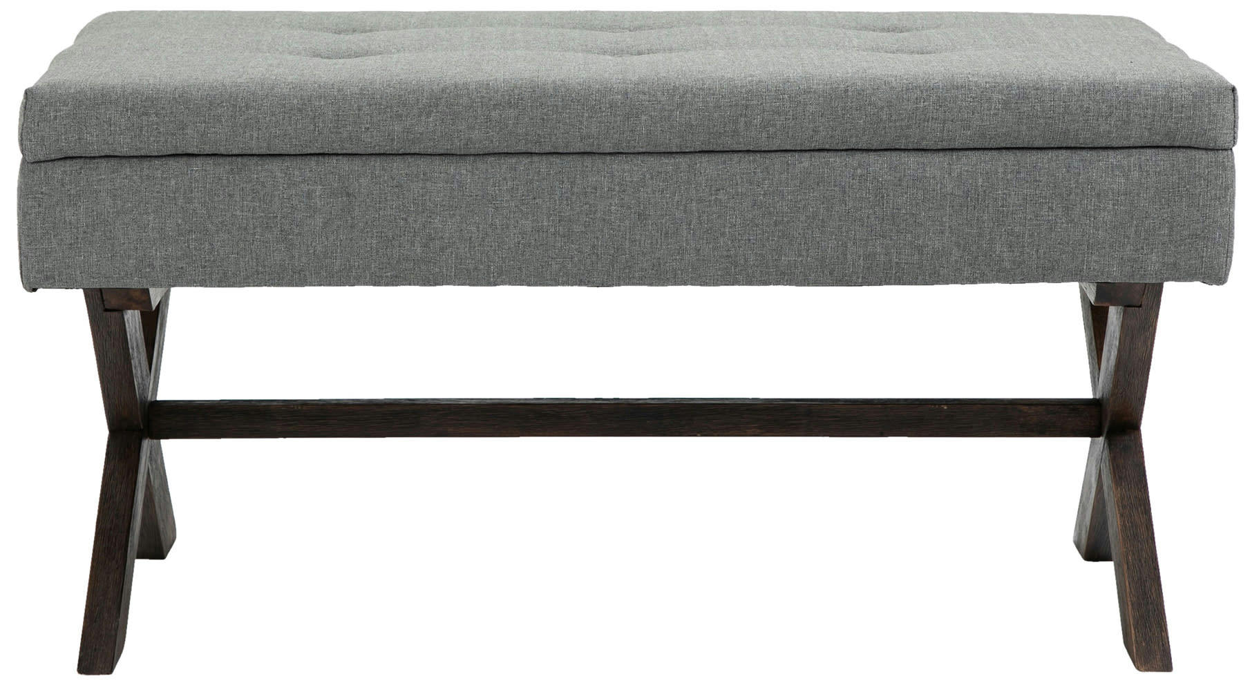 NAMARO - Banquette avec pieds en bois assise en tissu Gris