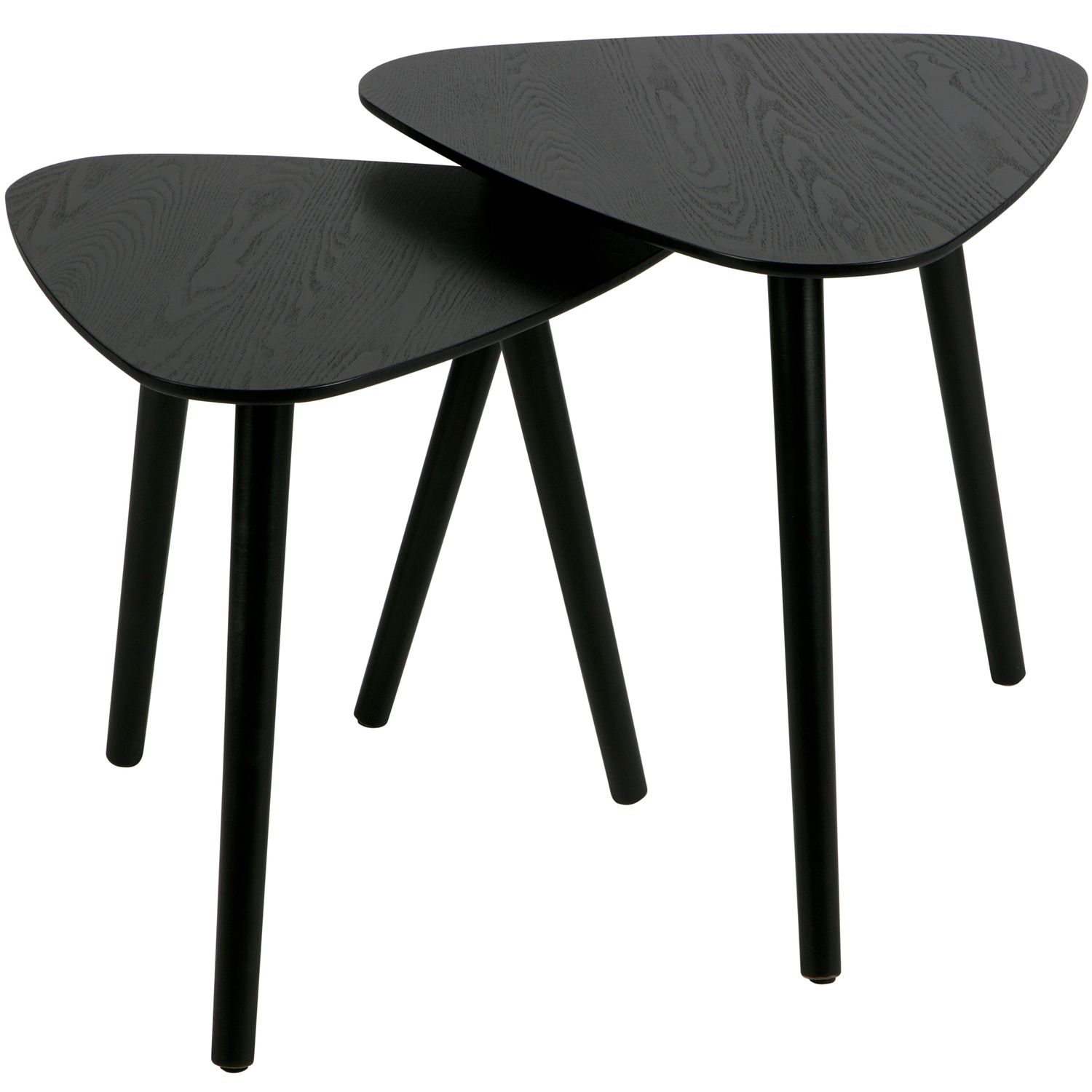 WOOOD bijzettafel Nila - Hout - Zwart - 40x40x40/45x45x45 - Set van 2