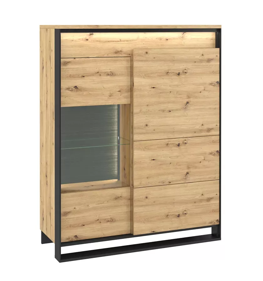 Niska witryna w stylu industrialnym dąb artisan - Vereon