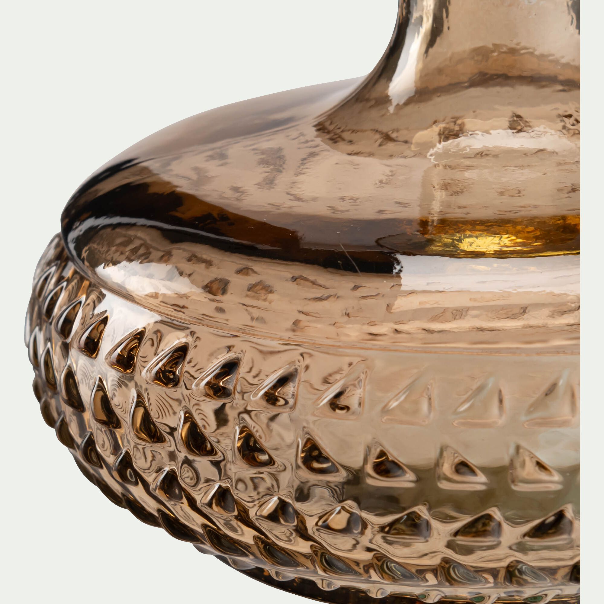 SAUZE - Soliflore en verre à motif H12cm - beige