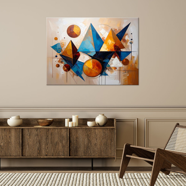 Obraz nowoczesna Abstrakcja do salonu, Geometria Kolorowe Trójkąty 60x40