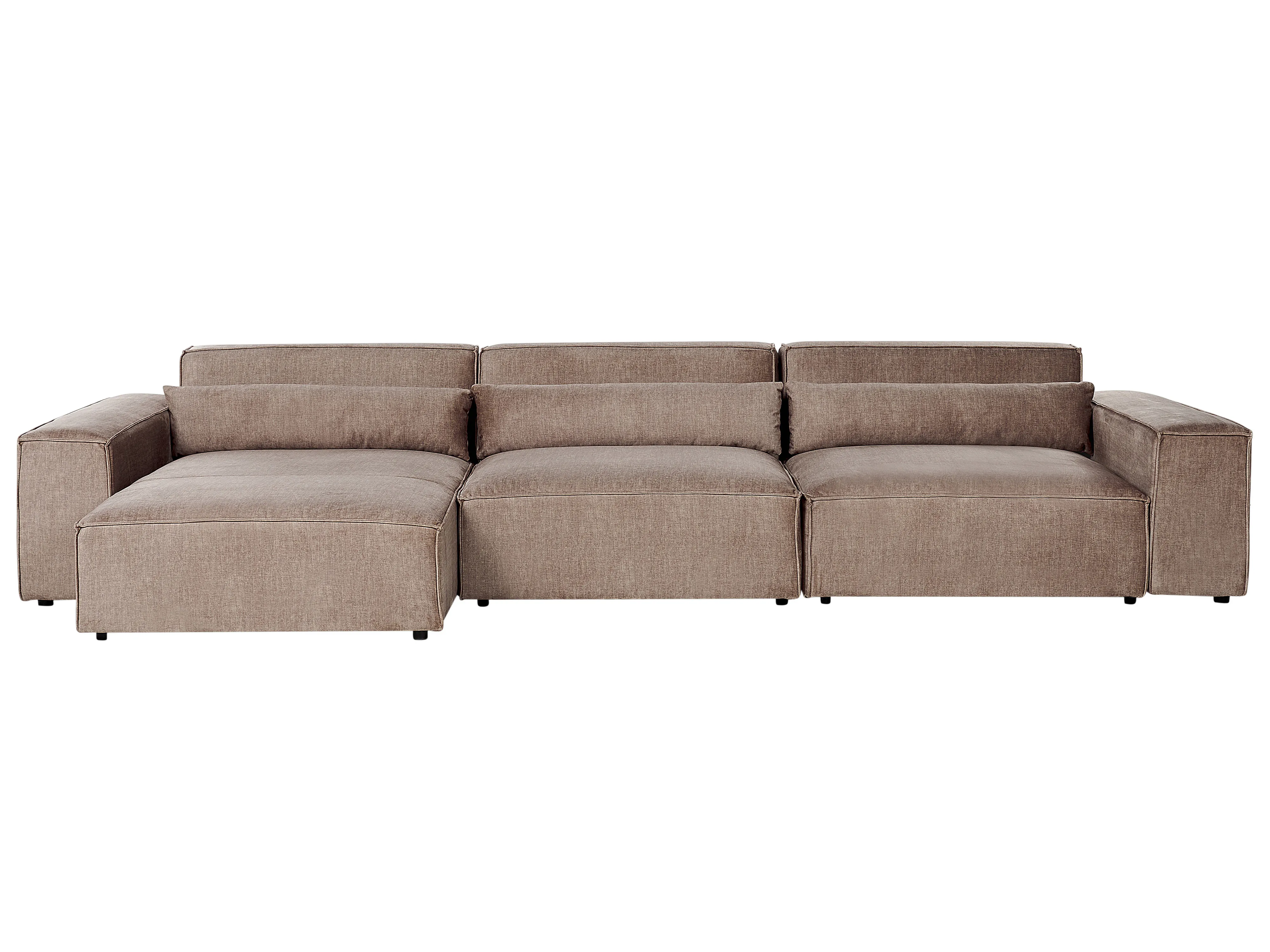 Modular Corner Sofa 4 Seater HELLNAR Fabric Light Brown Right Hand