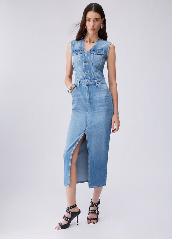 Abito lungo in denim