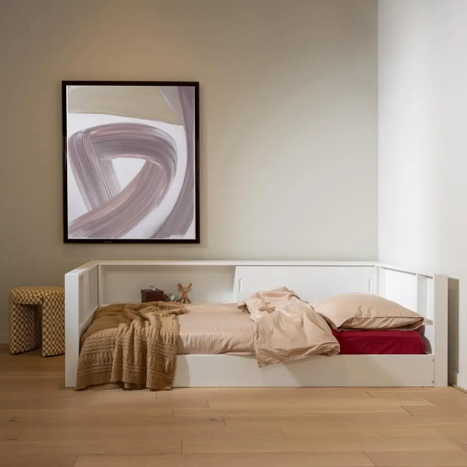 WOOOD Carter Bedbank - Grenenhout - Wit - 90x200