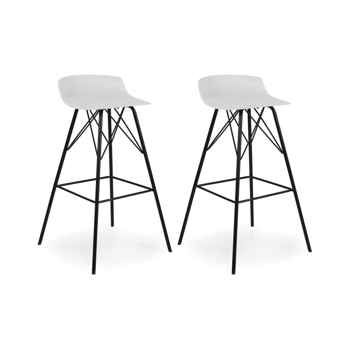 TOREDIO - Lot de 2 tabourets de bar blanc