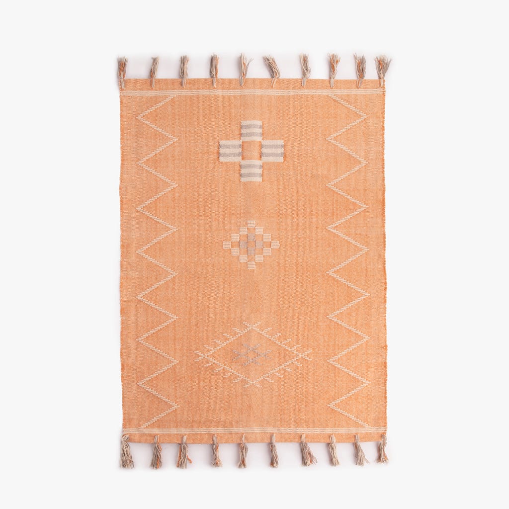 Tapete Algodão Laranja e Bege 140x200 BENAGIL
