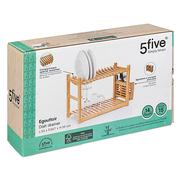 égouttoir 2 niveaux et couverts Bambou - 5Five