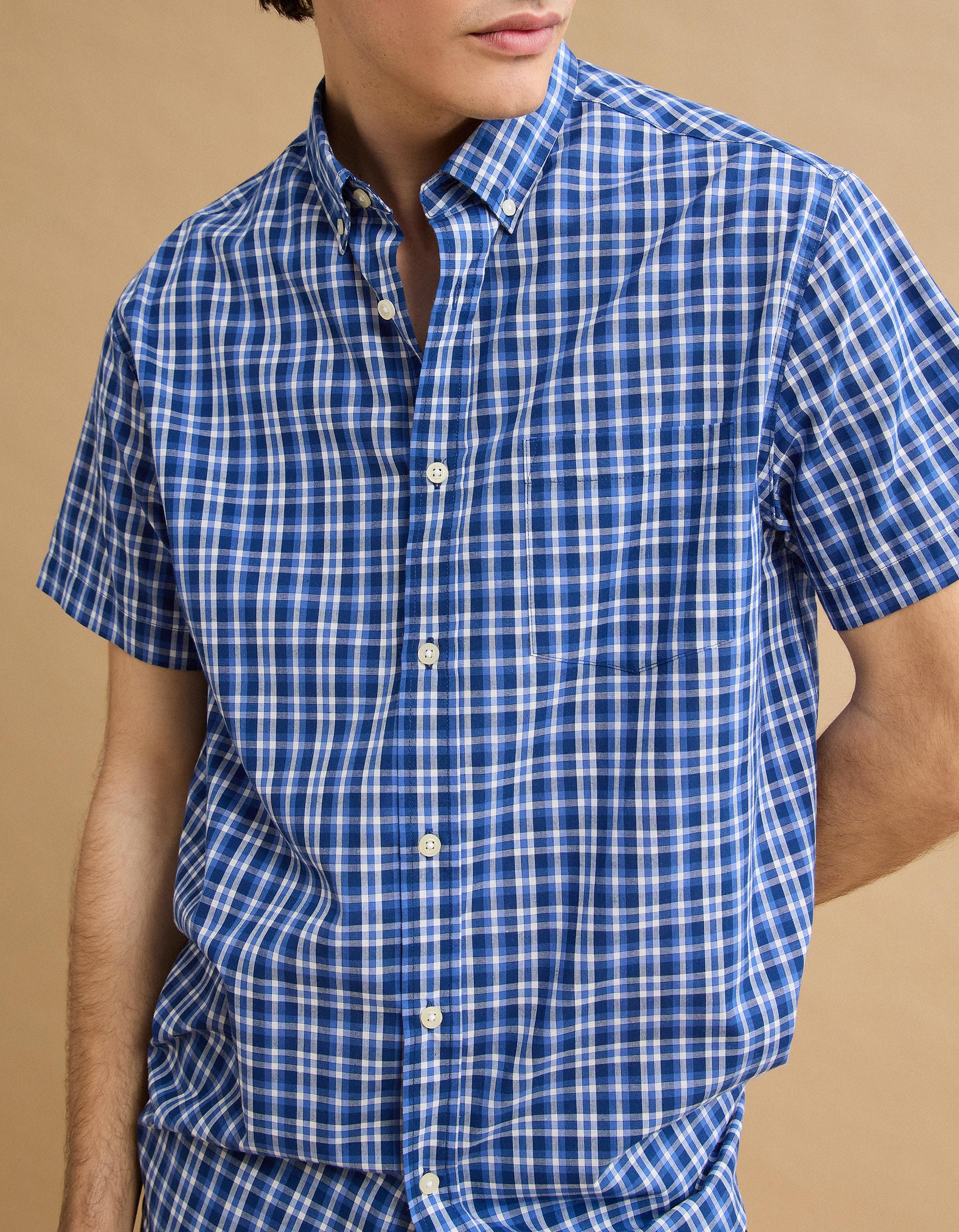 Camisa Manga Curta, Homem, Azul Escuro