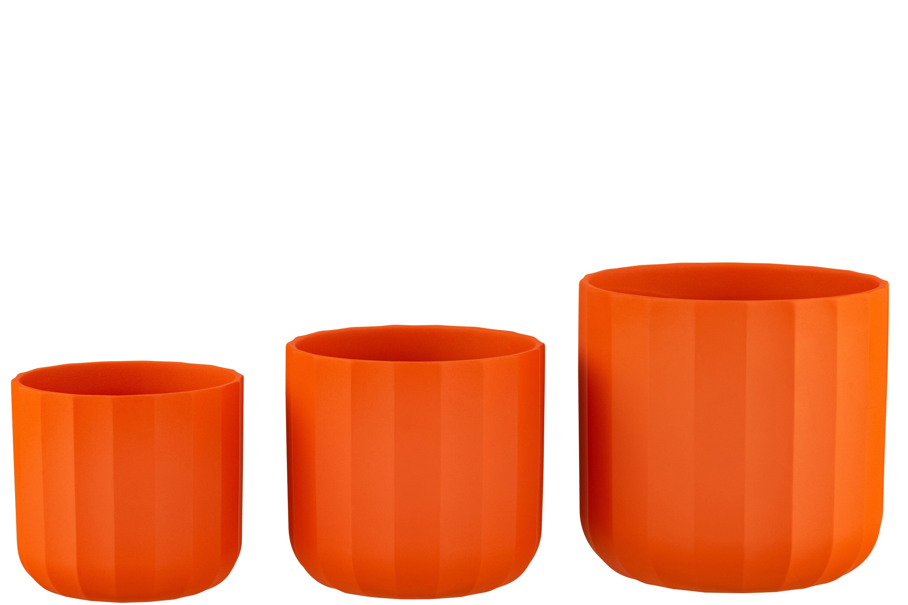 J-Line bloempot Summer - keramiek - oranje - large - 2 stuks - Ø 18.5 cm