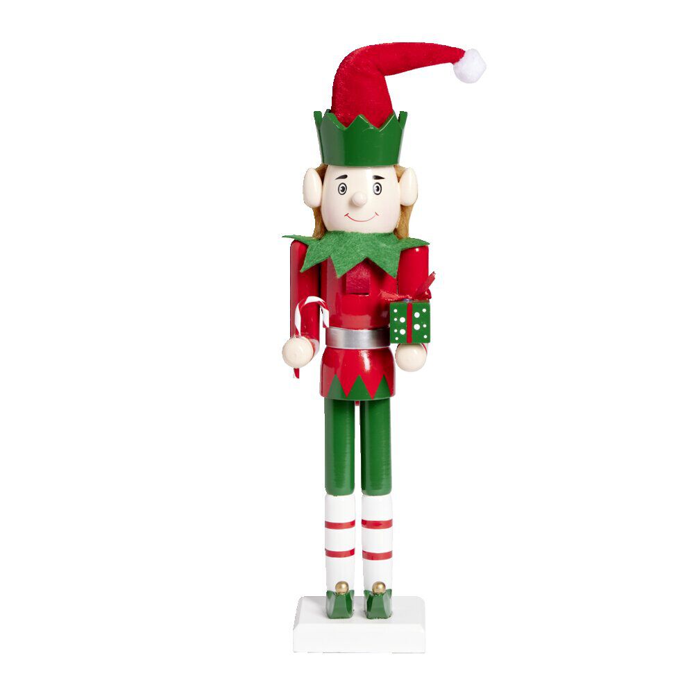 Lutin soldat Casse-Noisette en bois rouge et vert H38cm